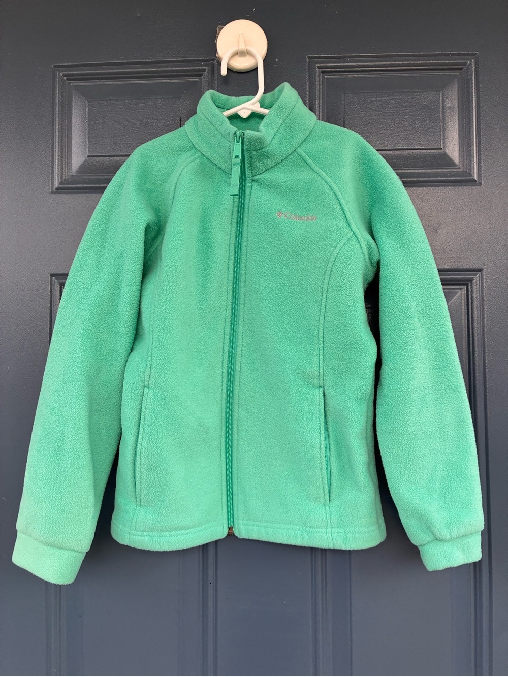 Columbia Full Zip Fleece Jacket Youth Size M (10/12) Mint Green Cozy for Fall